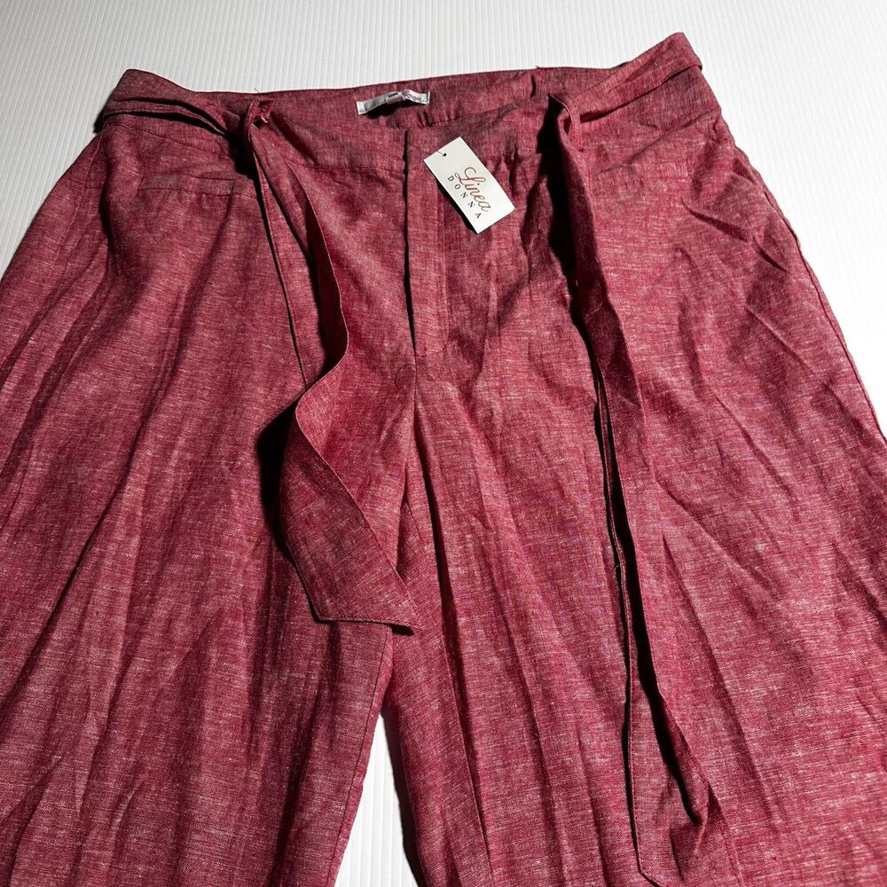 Linea Donna Linen Blend 2 Piece Set Matching Wide Leg Pants Top Red Sz 1X 2X NWT - Picture 7 of 16